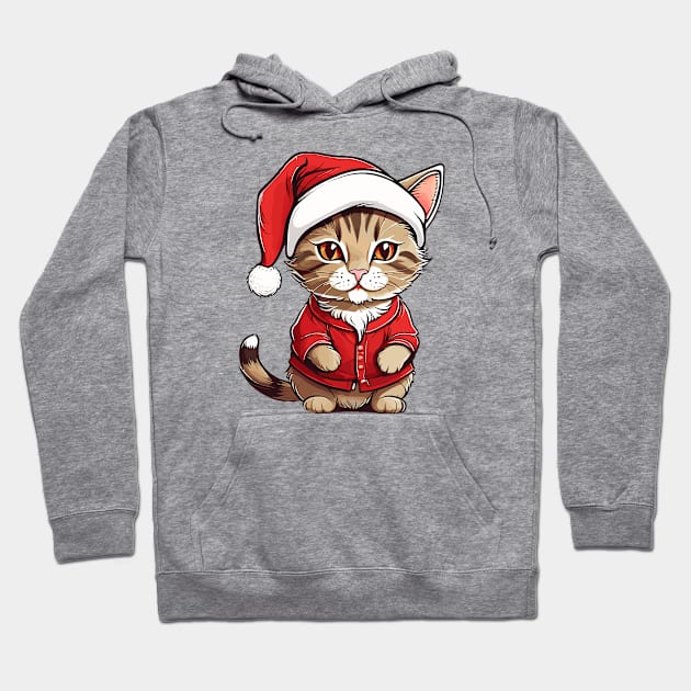 Cute Cat Wearing A Santa Hat Hoodie by remixer2020